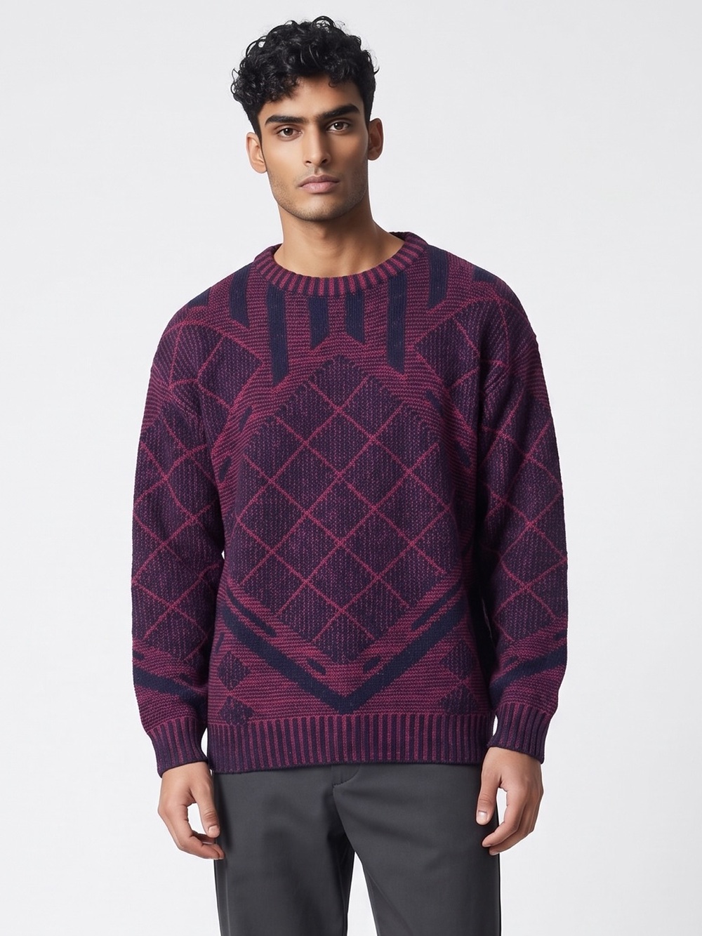 VTG Expressions Limited Edition Made in Italy Mens Crewneck Patterned Sweater M